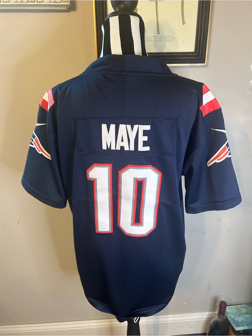 Drake Maye New England Patriots #10 Navy NFL Jersey small woman’s/ XL kids